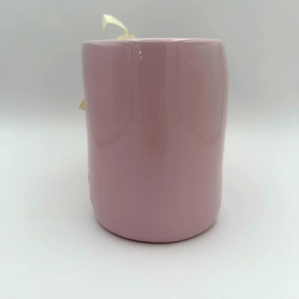 NWT Rae Dunn “You’re My Cup Of Tea” Mug Ceramic Heart-shaped Handle Pink 18 oz